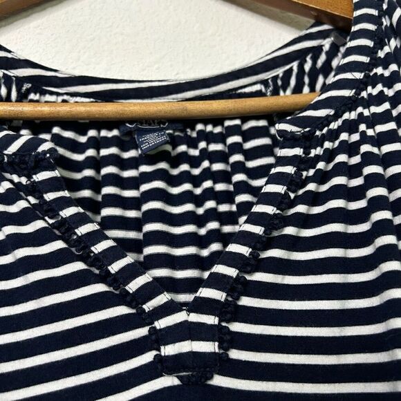 Chaps Ralph Lauren V Neck Navy Blue White Striped Nautical Top Women’s Size 2X - Picture 5 of 16